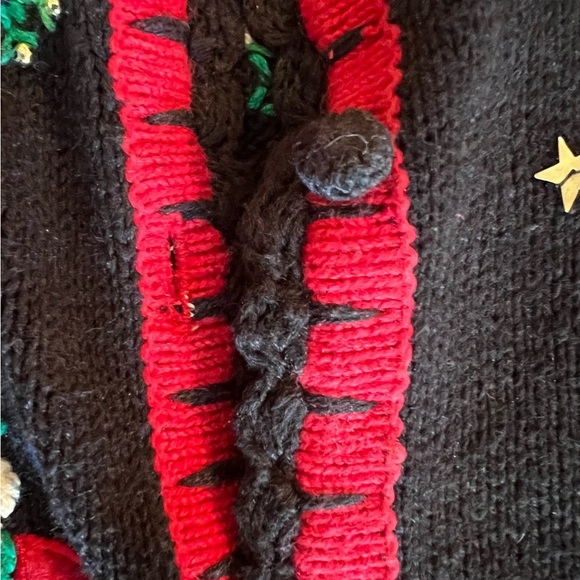 Designers Original Studio Black Cardigan with Festive Holiday embroidery size L - Picture 10 of 12